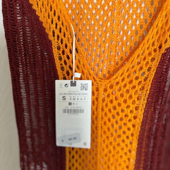 ZARA CROCHETED COLORBOCK TUNIC DRESS WHITE-ORANGE SIZE S | 2712/163 ; NWT - Picture 6 of 7